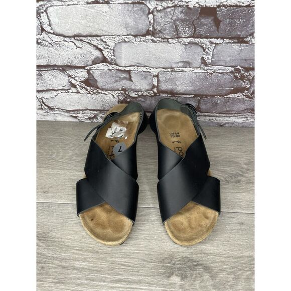 Papillio Birkenstock Samira Black Leather Cork Wedge Sandals Women Sz 38EU/7M US - Picture 11 of 16